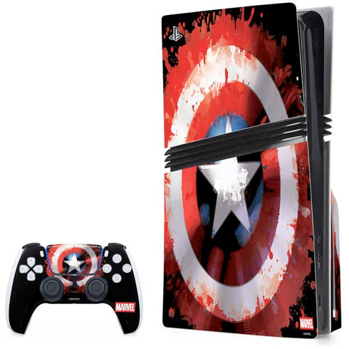 Marvel Captain America Star Shield PS5 Pro Disk Bundle  Skin